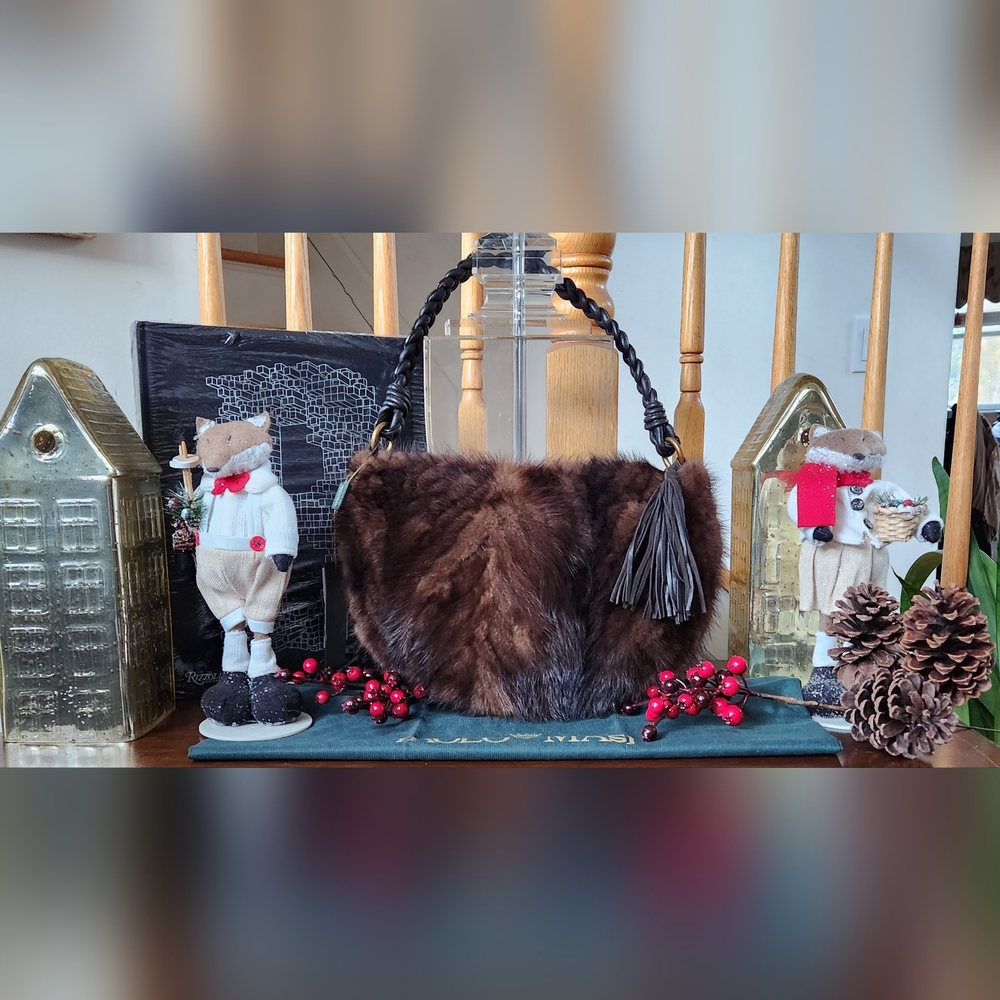 Paolo Masi Firenze Authentic Mink & Italian Leather Shoulder Bag - NWT